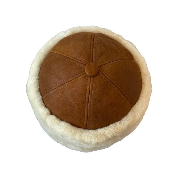 Winter Leather Hat Shearling Sheepskin Leather Beanie Hat |Skull Hat - Picture 4 of 5